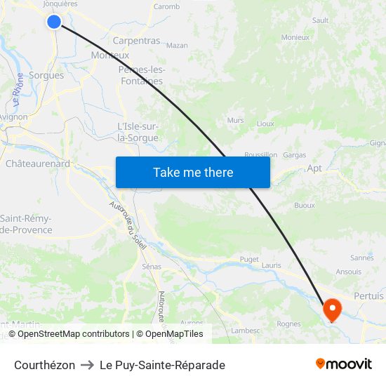 Courthézon to Le Puy-Sainte-Réparade map