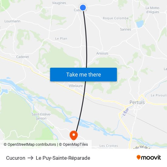 Cucuron to Le Puy-Sainte-Réparade map