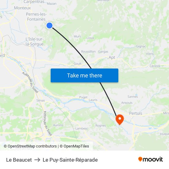 Le Beaucet to Le Puy-Sainte-Réparade map