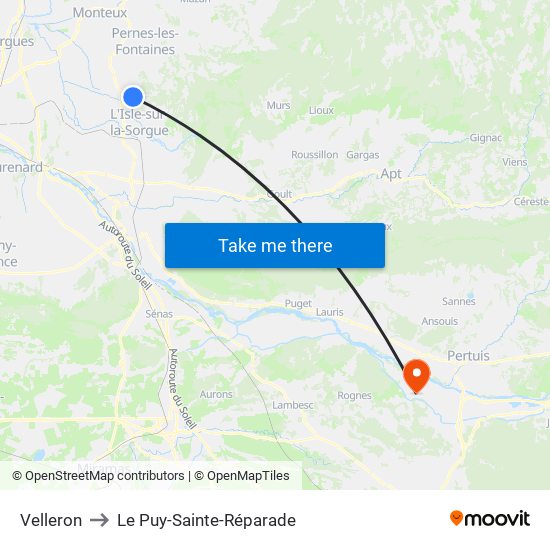 Velleron to Le Puy-Sainte-Réparade map