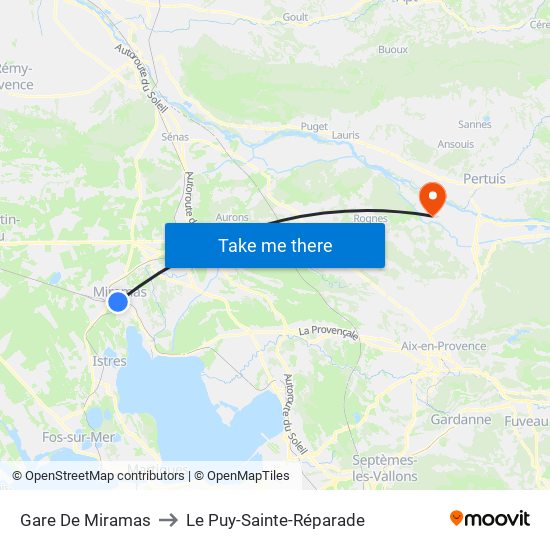 Gare De Miramas to Le Puy-Sainte-Réparade map