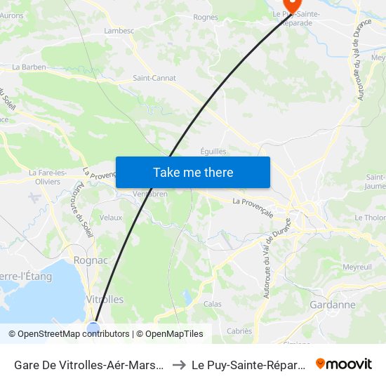 Gare De Vitrolles-Aér-Marseille to Le Puy-Sainte-Réparade map