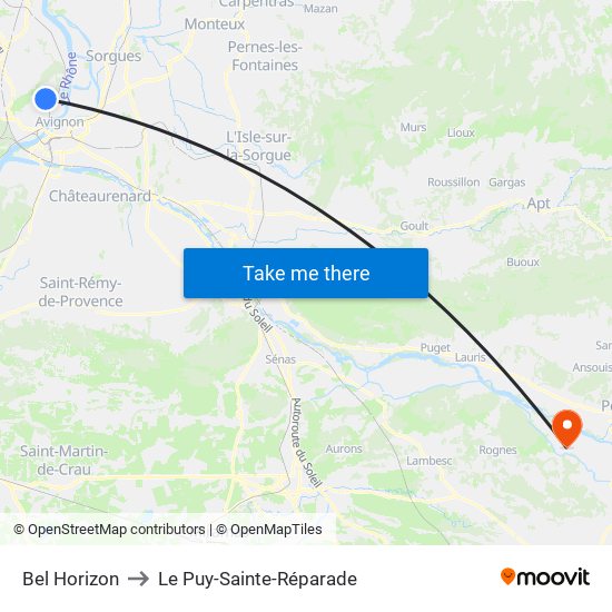 Bel Horizon to Le Puy-Sainte-Réparade map