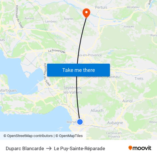 Duparc Blancarde to Le Puy-Sainte-Réparade map