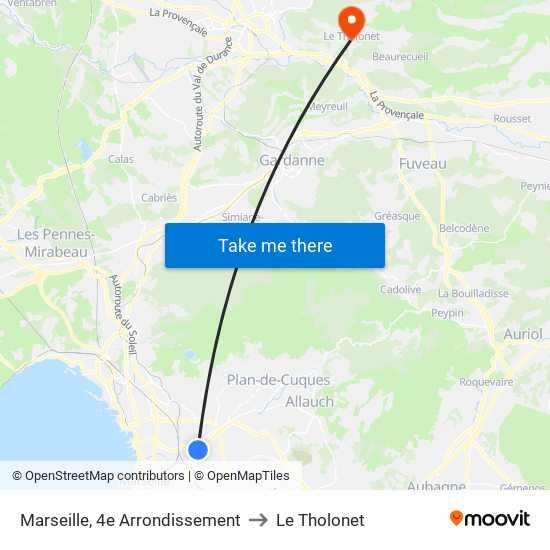 Marseille, 4e Arrondissement to Le Tholonet map