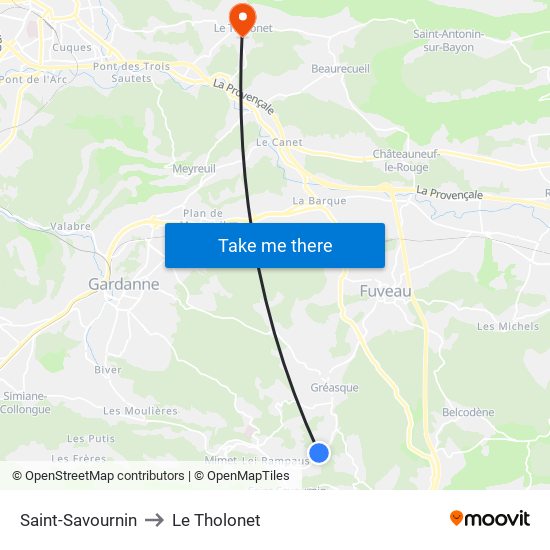 Saint-Savournin to Le Tholonet map