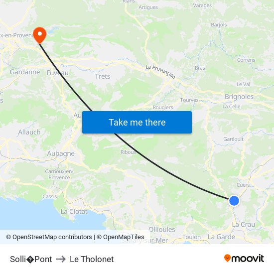 Solli�Pont to Le Tholonet map