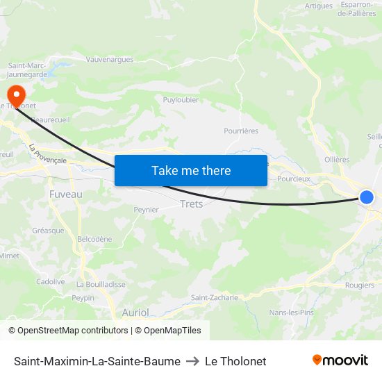 Saint-Maximin-La-Sainte-Baume to Le Tholonet map