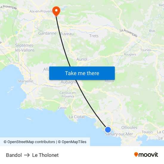 Bandol to Le Tholonet map