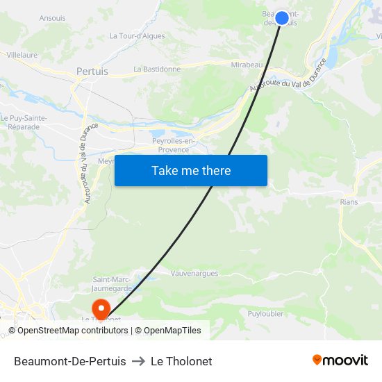 Beaumont-De-Pertuis to Le Tholonet map