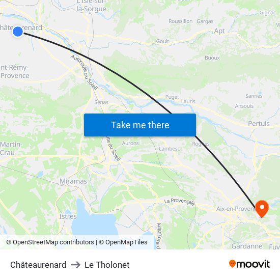 Châteaurenard to Le Tholonet map
