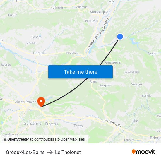 Gréoux-Les-Bains to Le Tholonet map