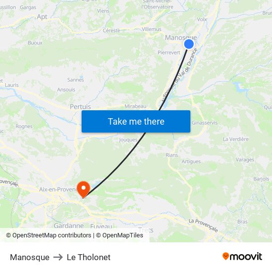 Manosque to Le Tholonet map