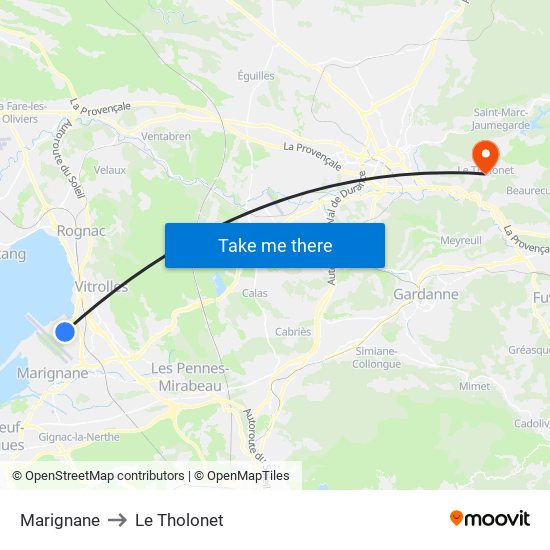 Marignane to Le Tholonet map