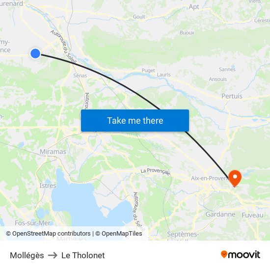 Mollégès to Le Tholonet map
