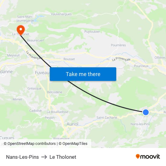 Nans-Les-Pins to Le Tholonet map
