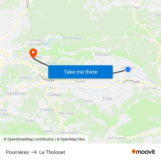 Pourrières to Le Tholonet map