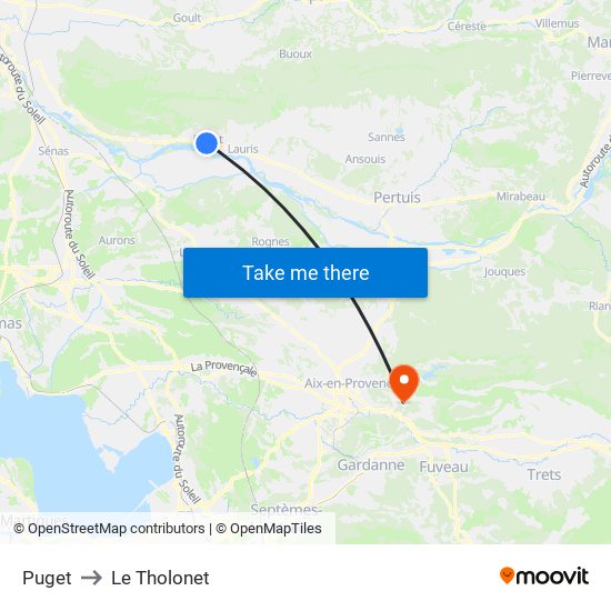Puget to Le Tholonet map