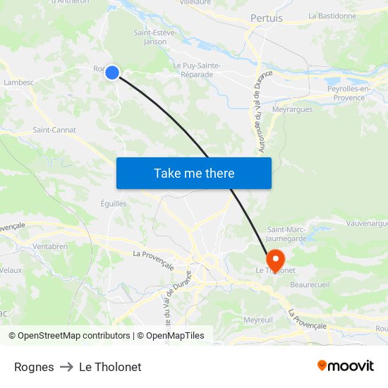 Rognes to Le Tholonet map