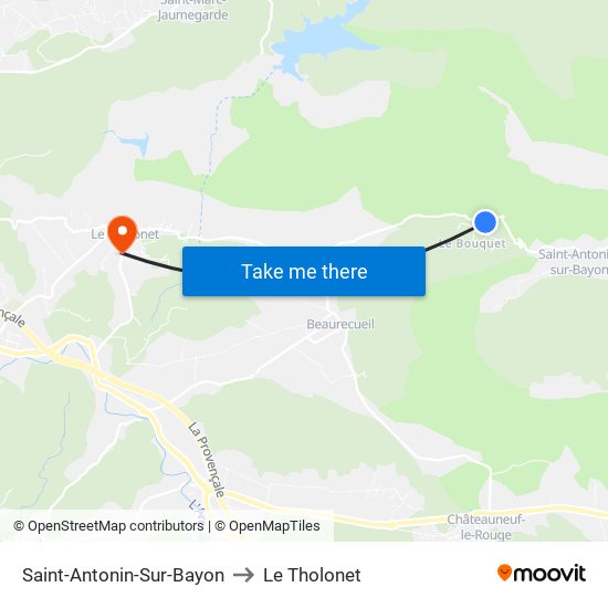 Saint-Antonin-Sur-Bayon to Le Tholonet map