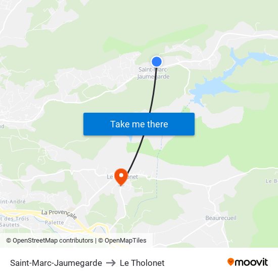 Saint-Marc-Jaumegarde to Le Tholonet map