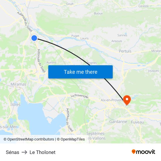 Sénas to Le Tholonet map