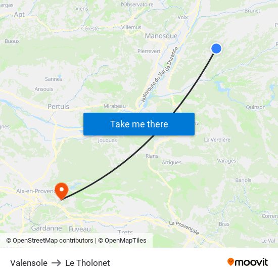 Valensole to Le Tholonet map