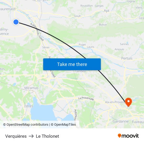 Verquières to Le Tholonet map