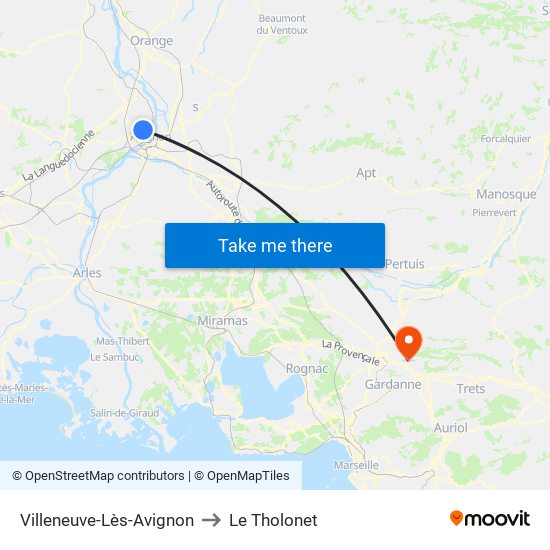 Villeneuve-Lès-Avignon to Le Tholonet map