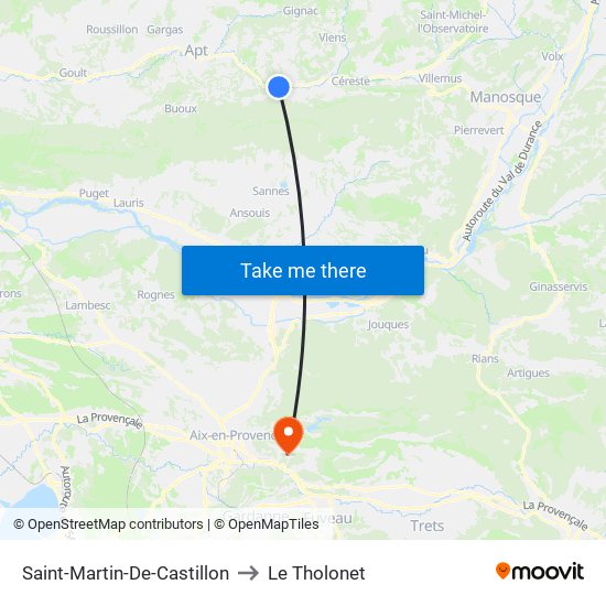 Saint-Martin-De-Castillon to Le Tholonet map