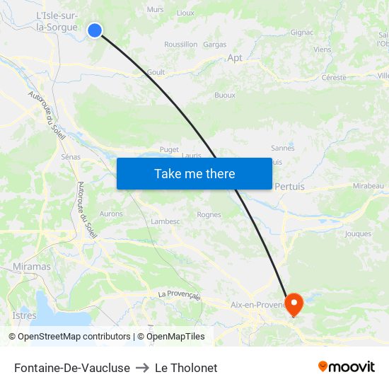 Fontaine-De-Vaucluse to Le Tholonet map