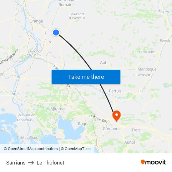 Sarrians to Le Tholonet map