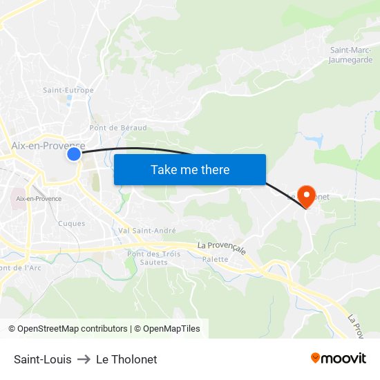 Saint-Louis to Le Tholonet map