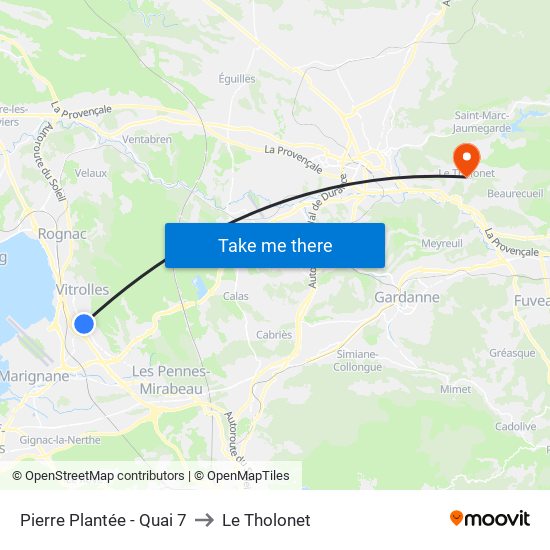 Pierre Plantée - Quai 7 to Le Tholonet map