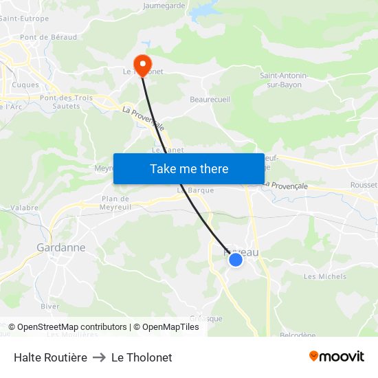 Halte Routière to Le Tholonet map
