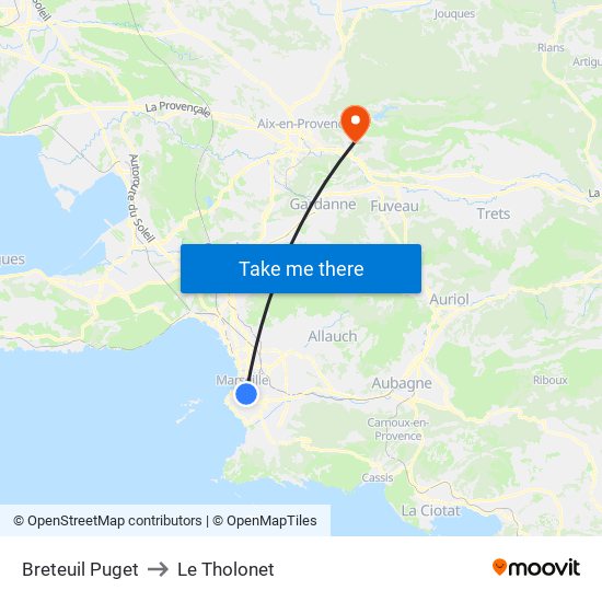 Breteuil Puget to Le Tholonet map