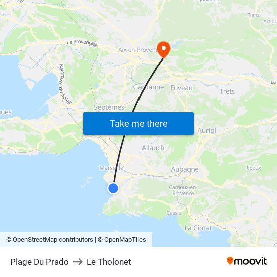 Plage Du Prado to Le Tholonet map