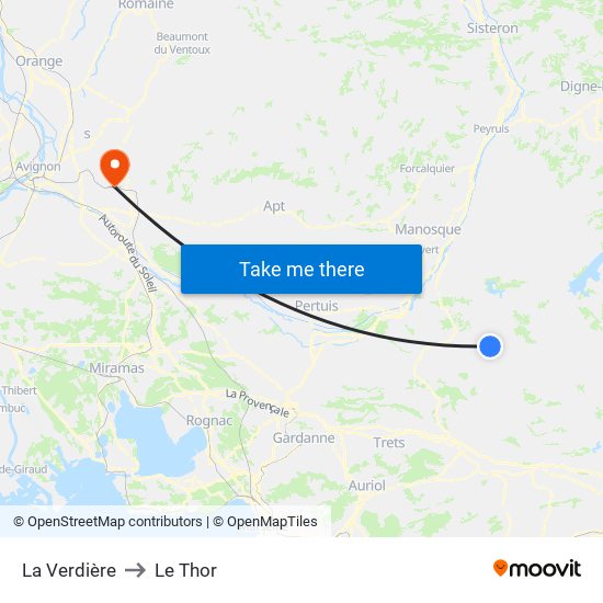 La Verdière to Le Thor map
