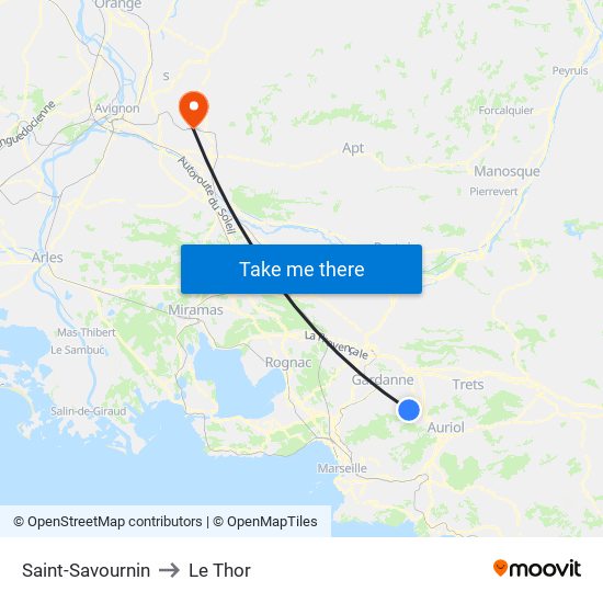 Saint-Savournin to Le Thor map