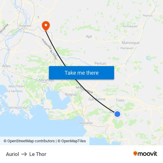 Auriol to Le Thor map