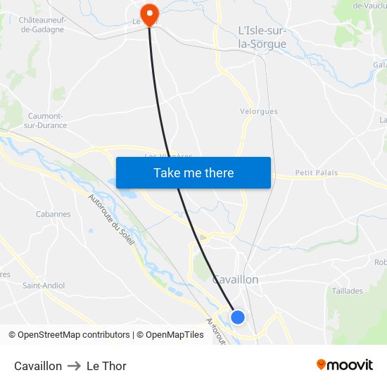 Cavaillon to Le Thor map