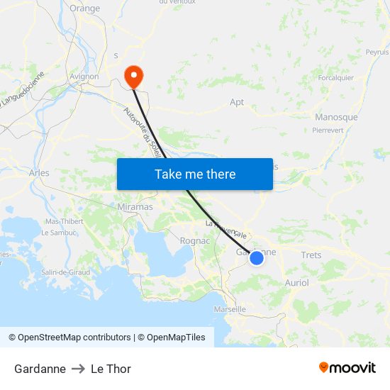 Gardanne to Le Thor map