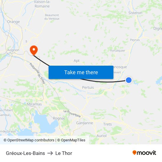 Gréoux-Les-Bains to Le Thor map