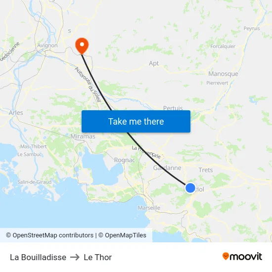 La Bouilladisse to Le Thor map