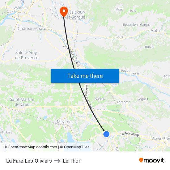 La Fare-Les-Oliviers to Le Thor map