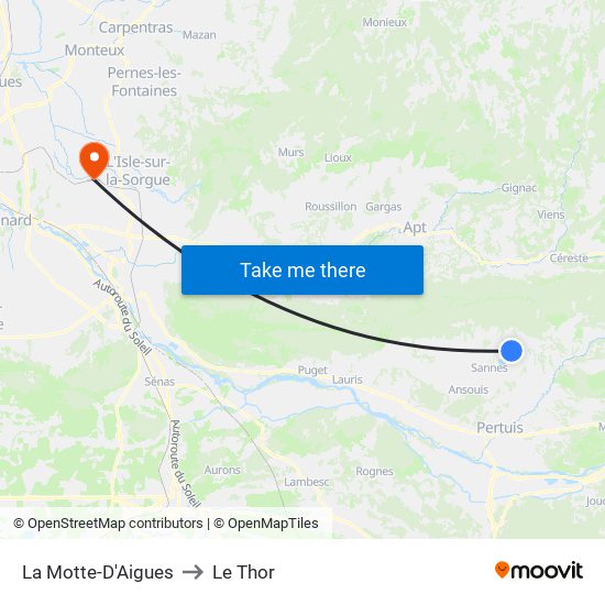 La Motte-D'Aigues to Le Thor map