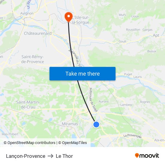 Lançon-Provence to Le Thor map