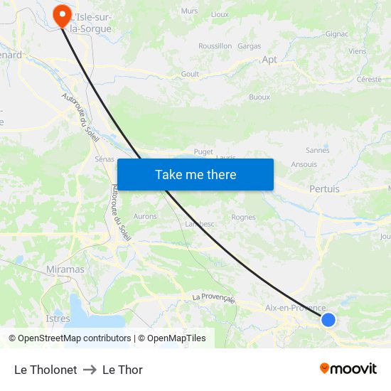 Le Tholonet to Le Thor map