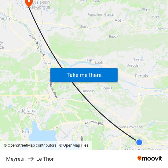 Meyreuil to Le Thor map