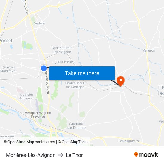 Morières-Lès-Avignon to Le Thor map